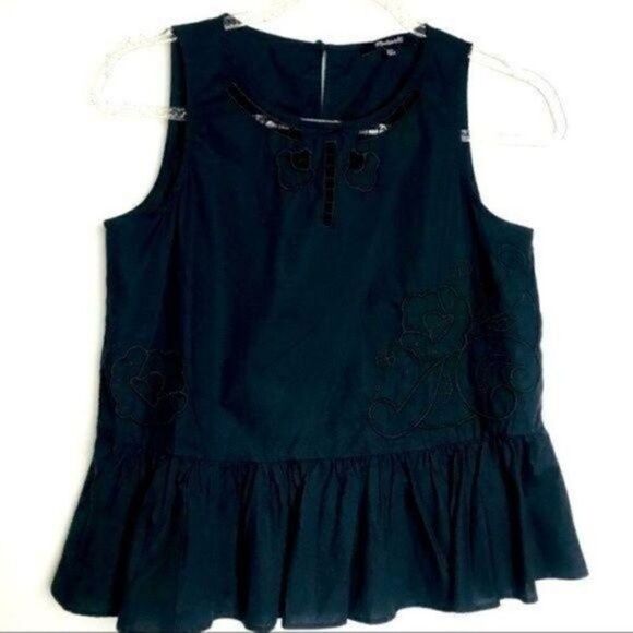 Madewell sleeveless embroidered peplum  top XXS BoxK - Picture 4 of 10